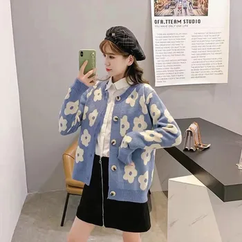 H9614 Dulce Pulover Femei Coreene La Modă Tricotate Cardigan Femei Cu Maneci Lungi Singur Pieptul Casual Stil De Colegiu Top Coat