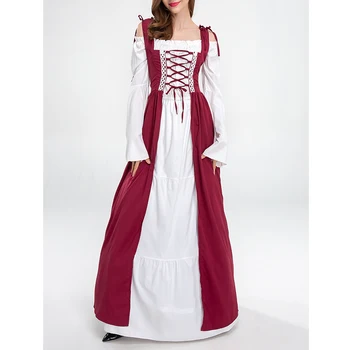 Halloween Palat Medieval Retro Victorian Drama Menajera Rochie Lungă Epocă Mascarada Cosplay Costum De Performanță Etapă De Îmbrăcăminte