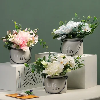Hortensie ceramice fals flori de ghiveci acasă living cabinet de vin decor flori artificiale ornamente vegetale
