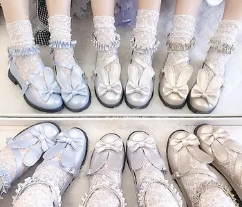 Japoneze kawaii student dulce lolita pantofi drăguț urechi de iepure bowknot dantela kawaii pantofi vintage cap rotund femei pantofi loli cos
