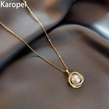 Karopel Design Sense Whirlpool Perla Cuib de Pasăre Scurt Colier pentru Femei Bijuterii Fată Partid Lux Clavicula Lanț de Bijuterii Cadou