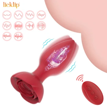 LICKLIP 10 Moduri de Trandafir dop anal Dildo Vibrator de Masaj fără Fir Control de la Distanță Anal Plug G-spot Stimulator Jucarii Sexuale Pentru Femei