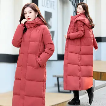 Lungă Perioadă De Jos Strat De Bumbac Pentru Femei 2022 Nou De Lungime Medie Coreean Geaca De Iarna Captusita Îmbrăcăminte Exterioară Detașabilă Pălărie Parka Abrigo T1395