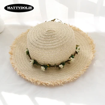 MATTYDOLIE Sus pălărie de vară de primăvară doamnelor de călătorie de agrement plaja palarie de soare respirabil moda ghirlanda cu boruri largi pălărie fată