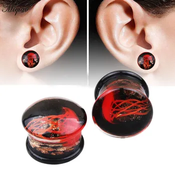 Miqiao 2 buc Nouă Modă Roșu Meduze Sticlă Urechi 8mm-16mm Rafinat Piercing Bijuterii