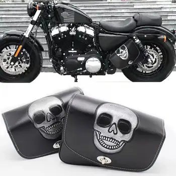 Moda Craniu din Piele PU Motocicleta Depozitare Desagii Husă Partea Instrument Sac Negru Pentru Harley Davidson Sportster XL883 XL1200 P9E5