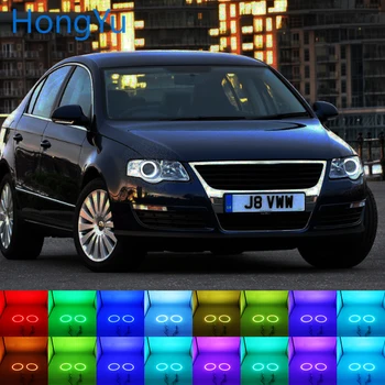 Multi-color RGB LED Angel Eyes Inel Ochi de RF de la Distanță pentru Volkswagen VW Passat B6 Magotan Faruri cu Halogen 2006-10 Accesorii