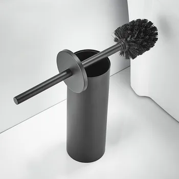 Negru Mat, Suporturi Pentru Perii De Toaletă Din Oțel Inoxidabil Instrument De Curățare Durabil Verticale Baie Accesorii De Montat Pe Perete