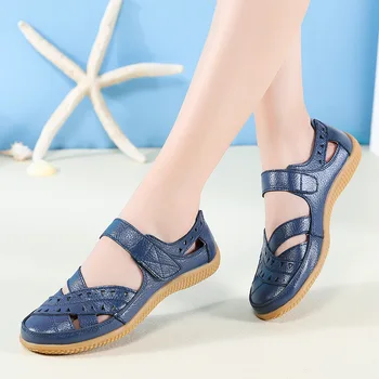 Non-alunecare Moale cu talpi de Moda pentru Femei Sandale Confortabile și Ușoare din Piele Stil Roman Pantofi de Vara pentru Femei de Mari Dimensiuni 42