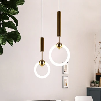Nordic Lumină Inel de Fier Pahar de aur pandantiv lumina Sufragerie Living Bucatarie Dormitor Mansardă designer minimalist pandantiv lumina