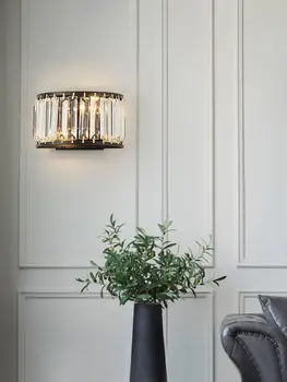 Nordic Simplu Tranșee Lumini de Perete de Cristal pentru Casa Interior Dormitor Vintage de Perete Lampă cu Led-uri de Lângă Lampă de Metal de Aur Negru AC90-260V