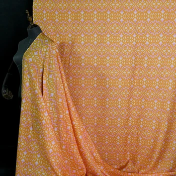 Orange Imprimate Tesatura de Matase 137cm Latime 13 Momme Bumbac Impletite Dud Mătase Pânză Pentru Fusta Camasa Brand de Imprimare Tesatura