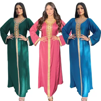 Orientul Mijlociu Femei Rochie Sexy Diamond Panglică Dantelă Abaya Dubai Moda Musulmană Halat Femme Musulmane Musulman Haina