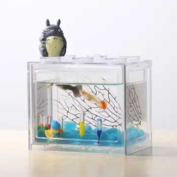 Pește Cutie Suprapuse Mini Acvariu Acvariu pentru Pești Rumble Marimo Spider Marimo Creative Box (Nu USB Nu Lumina)