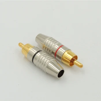 Placat cu aur RCA Male Plug jack Audio-Video Conector de Blocare Cablu Adaptor Rosu + Negru