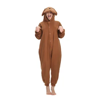 Polar Fleece Kigurumi Cooffee Pudel Teddy Costum de Câine Pentru Adulți Femei Bărbați Pijamale Pijamale Carnaval de Halloween Petrecere de Îmbrăcăminte