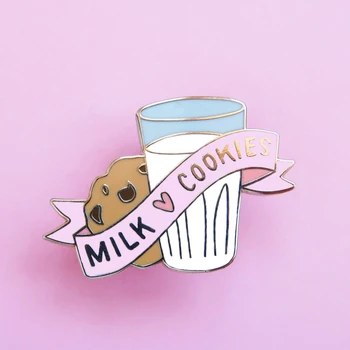 Potrivire perfecta Lapte și Cookie-uri Greu de Email Pin Cute Pastel Desert Alimente Broșă Moda Rucsac Ace de Rever Cadouri Unice