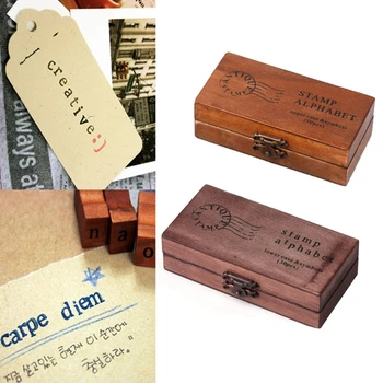 Retro Alfabetul Timbre Set cu Cutie de Depozitare DIY Meșteșug de Luare de Card