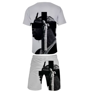 RIP Hip Hop Rapper Pop Fum 3D Print cu Maneci Scurte T-shirt și pantaloni Scurți de Plajă Set de Două Piese Costum pentru Bărbați Casual Trening Sport