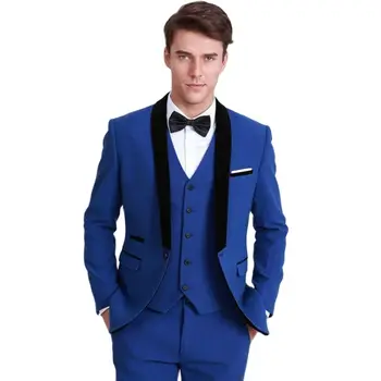 Royal Albastru Bărbați Toast Costume Rochie de Seara, Costume Mire Customzie Haina Wasitcoat Pantaloni Set (Sacou+Pantaloni+Vesta+Cravata) W:138