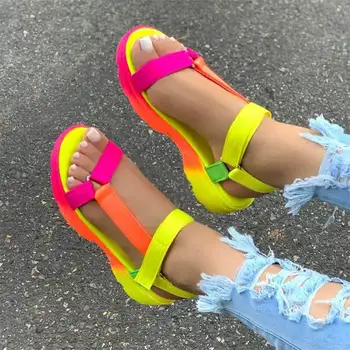 Sandale de vara pentru Femei Pantofi de Dimensiuni Mari, Moi, Culori Multiple Sandale Plaja Glezna Wedge Platforma Pantofi Doamnelor Fete Sandale pentru Femei