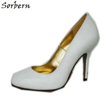 Sorbern Personalizate Pompe de Toc Pantofi Femei Aluneca Pe Piele Rotund Toe Tocuri cui de 10 cm Confortabil Tocuri cui Fabrica de Vânzări