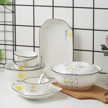 Stil Nordic Set de Vase din Ceramică Veselă Jingdezhen Plăcii Ceramice Castron cu Tacamuri Set de uz Casnic de bunuri de Bucatarie Set de Tacâmuri