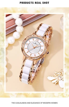 Stras Ceas Pentru Femei Brand De Lux Rășină Ceramice Rose Gold Lady Ceas Cadran Mic Moda Noua Femeie Ceas Rezistent La Apa Reloj Mujer