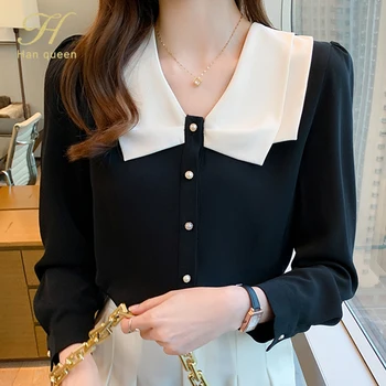 Toamna elegant singur pieptul bluza femei nou versiunea coreeană liber casual retro tricou OL purta la locul de muncă de top de muncă