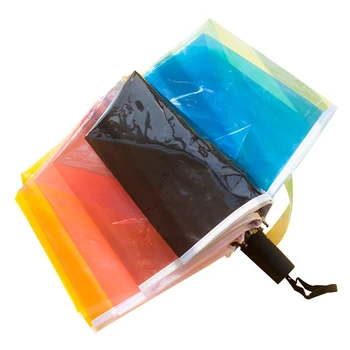 Umbrelă Transparentă De Culoare Curcubeu Femei Bărbați Trei Pliere Clar Windproof Automate De Ploaie, Umbrele De Fata Călătorie Umbrelă De Soare Cadouri
