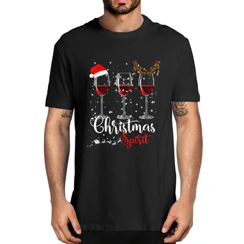 Unisex Din Bumbac 100% Amuzant De Crăciun Spiritele Pahare De Vin Sărbătorile De Crăciun Petrecere Barbati Tricou Cadou Haine Casual Tee Streetwear
