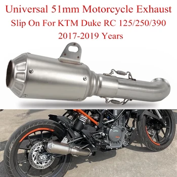 Universal 51mm Motocicleta a Tobei de Eșapament Moto de Evacuare Slip On Pentru KTM Duke RC 125/250/390 2017-2019 Ani Sistem Complet Modificat