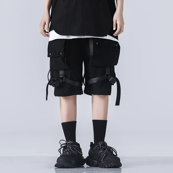 Vara Harajuku Streetwear Casual Pantaloni Joggers Panglici Tactice Sportiv Buzunare Hip Hop De Marfă Negru Bărbați Parașutist Pantaloni Scurti