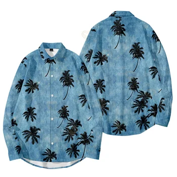 Îmbrăcăminte pentru bărbați Tricou Imprimat Single-Breasted Moda Cardigan cu Maneca Lunga Camasa Hawaiian Cool Supradimensionat Masculina Streetwear
