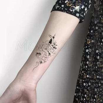 Șarpe Sabia Floare Trandafir Element Temporar Autocolant Tatuaj Tatuaje False pentru Femei, Bărbați Corp Machiaj rezistent la apa Autocolante